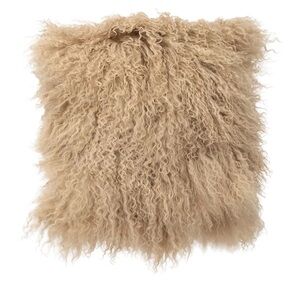 Tibetan Lamb Square Throw Pillow beige feel luxurious add texture to your room